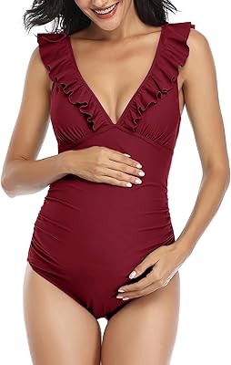 Maillot de bain de maternité d'été à col en v, une pièce à