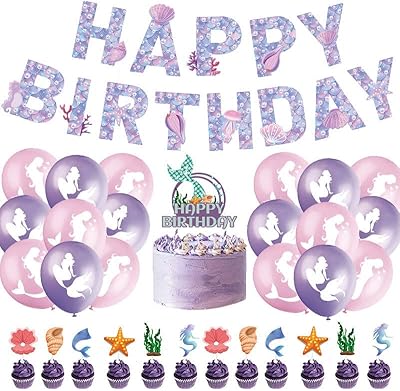 Kit de fournitures de fête d'anniversaire sirène pour enfants avec bannière joyeux anniversaire