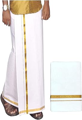Sylishinda dhoti en coton double couche blanc de 3,6 mètres de long paréo