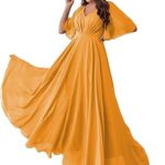 Robe de soirée longue formelle pour femme, manches chauve-souris en mousseline de soie