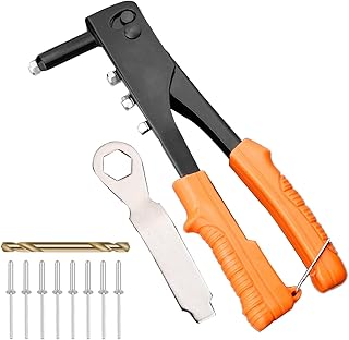 Kit de machine à riveter robuste de 9,5 pouces avec rivets, foret hélicoïdal