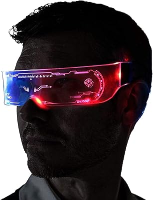 Lunettes led cyberpunk, lunettes lumineuses avec 7 couleurs et 3 modes, lunettes lumineuses