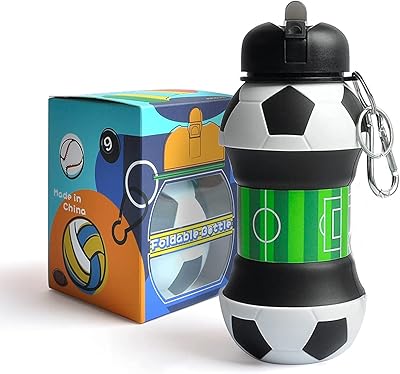 Bouteille d'eau de football pliable 200 ml/550 ml pour enfants, bouteille d'eau étanche