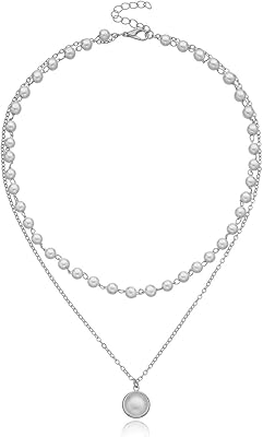 Collier de fausses perles boho collier industriel deux couches collier de perles chaîne