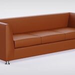 Mahmayi 679 canapé trois places en pu marron pour salon, canapé en cuir