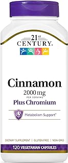 Capsules végétariennes à la cannelle et au chrome du 21e siècle, 2 g