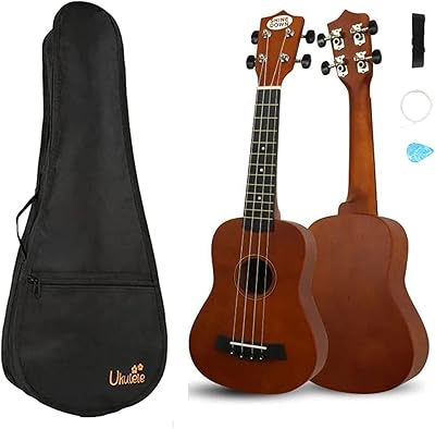 Ensemble de ukulélé en épicéa noir shinedown 21" avec étui, sangle, médiators