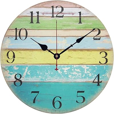 Horloge murale ronde décorative en bois de 12 pouces, horloges murales silencieuses faciles