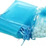 Sacs à dragées de mariage en organza transparent avec cordon de serrage, sacs