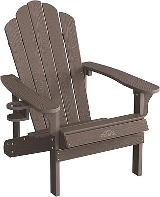 Chaise adirondack à dossier haut cicaroll, chaise d'extérieur avec porte-gobelet, chaise résistante aux