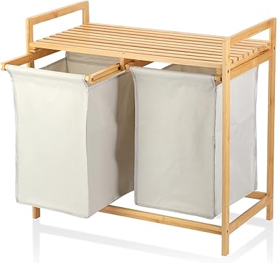 Panier et support à linge en rotin lisolar, paniers à linge avec doublure