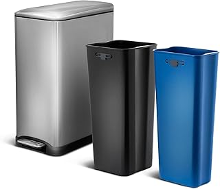Poubelle de cuisine home zone living de 13 gallons, double collection recyclable, corps