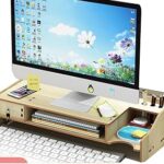 Support d'ordinateur monmin à 2 niveaux avec tiroirs - organisateur d'ordinateur de bureau