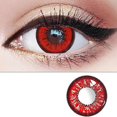 Lentilles de contact de couleur douce rouge halloween cosplay 12 mois jetables