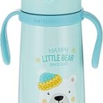 Bouteille d'eau dawson sports wise happy little bear avec paille en acier inoxydable