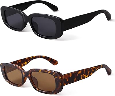 Lunettes de soleil rectangulaires noires pour femmes, lunettes de soleil mode rétro