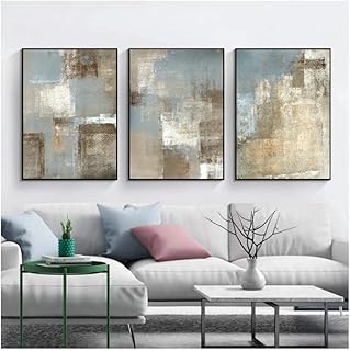 Hxjlmac toile murale abstraite vintage gris et beige, 3 pièces, affiches imprimées
