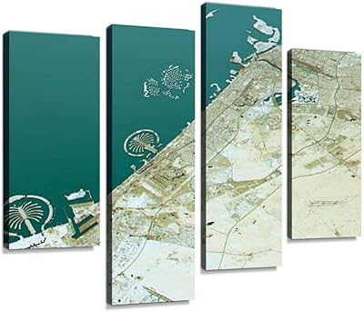 Art mural imprimé sur toile avec carte topographique 3d de dubaï, art abstrait