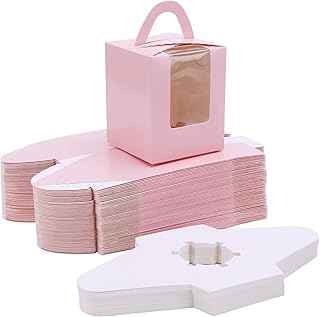 25 pièces contenants à cupcakes roses, coffrets cadeaux avec poignée de remplissage