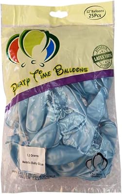 12" ballons en latex party time - bleu, 25 pièces