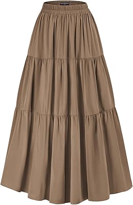 Jupe longue maxi pour femme, jupe d'été ample de style renaissance avec poches