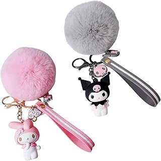 2 pièces porte-clés kawaii, joli cordon d'anime japonais, figurine de dessin animé