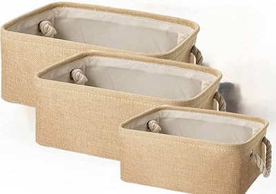 Paquet de 3 - panier de rangement en tissu avec poignée en corde de coton, poubelle pliable pour organiser les vêtements, jouets, linge, chambre de bébé, étagères, placard, maison, tiroir. DIAYTAR COTE D'IVOIRE est une boutique en ligne qui propose une sélection impressionnante de produits, allant des produits de maison aux produits de beauté et bien-être. Avec une équipe de professionnels dédiés, la boutique en ligne offre une expérience d'achat en ligne personnalisée et sécurisée, avec des conseils et des recommandations pour aider les clients à trouver les produits qu'ils recherchent.
