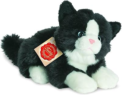 Jouet pour chat noir et blanc. peluche douce teddy hermann. 20 cm. 906896