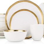 Service de table 16 pièces en porcelaine stone layan, pour 4 personnes, bords