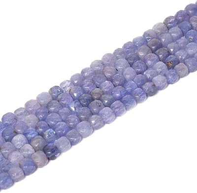 Pierre précieuse de tanzanite naturelle de 4 mm, perles cubiques carrées en vrac