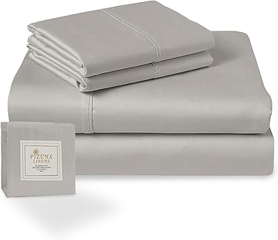 Parure de lit pizuna en coton 400 fils pour très grand lit, gris