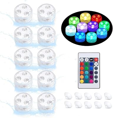 Lumières submersibles led, paquet de 10 lumières sous-marines améliorées pour piscine, 16 couleurs