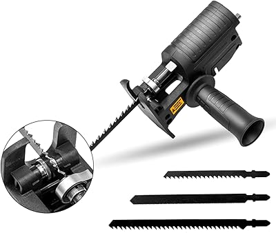 Adaptateur de scie alternative portable multifonction avec poignée ergonomique et 3 lames de scie pour couper le bois et le métal. DIAYTAR COTE D'IVOIRE est une boutique en ligne généraliste qui propose plus de 300000 références de produits pour répondre à tous les besoins de ses clients.
