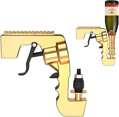 Arroseur de pistolet à bulles couleur champagne avec bouchon de champagne, bouteille