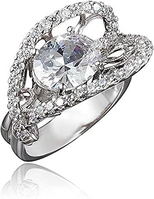 Bague de déclaration plaquée or, bijoux pour femmes, couleur or blanc, taille 8