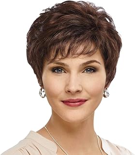 Perruques de cheveux humains bruns courts emmor pour femmes, mélange de fibres à