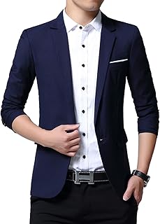 Veste blazer décontractée coupe ajustée à un bouton pour hommes