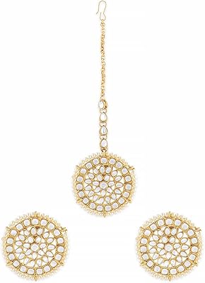 Bijoux de cheveux en perles zaveri pour femme (or) (zpfk8654), métal, kundan