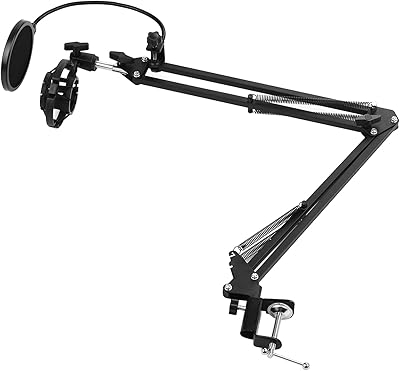 Pied de microphone en métal pliable et réglable avec support antichoc et filtre