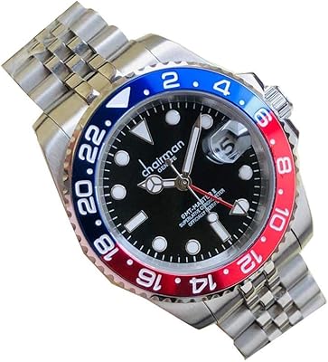 Montre à quartz analogique en acier inoxydable avec cadran bleu pour homme