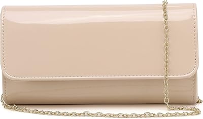 Portefeuille d'embrayage pliant et brillant en cuir verni, sac à main de soirée
