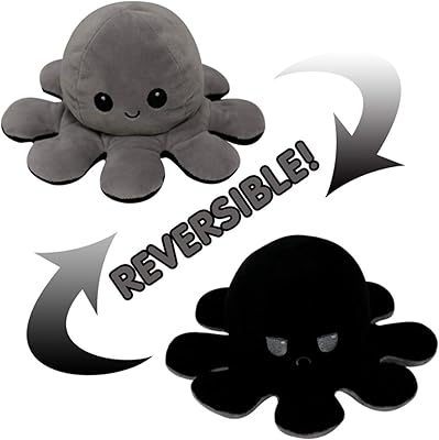 Poupée pieuvre en peluche réversible mère anna, bleu clair et bleu foncé, belle