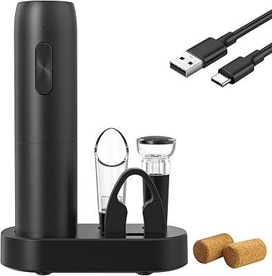 Ouvre-bouteille électrique rechargeable exopla avec station de charge, coupe-capsule et scelleuse sous vide