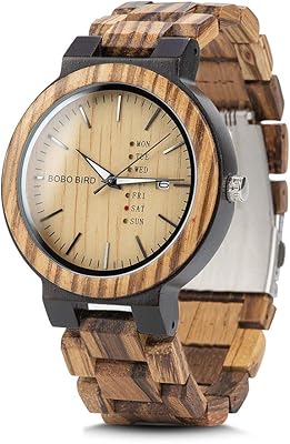 Bobo bird week & day multi-function men's zebra quartz wooden lightweight handmade casual