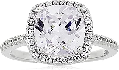 Bague solitaire carrée buckley london pour femme, argent, métaux non précieux, zircone cubique