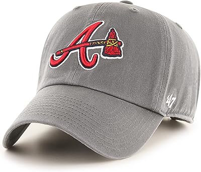 Chapeau réglable clean up gris foncé des braves d'atlanta, taille unique adulte, kaki