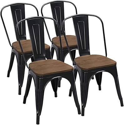Lanny tolix chaise de salle à manger classique en métal fer avec revêtement en bois/tabouret en bois intérieur élégant salle à manger bistro café ensemble de 4 noir mat. En tant que boutique en ligne généraliste, DIAYTAR COTE D'IVOIRE offre une solution complète pour les clients ivoiriens, avec plus de 300000 produits à portée de clic. La diversité de ses références et son soutien client font de DIAYTAR COTE D'IVOIRE un partenaire de confiance pour les achats en ligne. Les clients apprécient la qualité des produits et la fiabilité des livraisons.