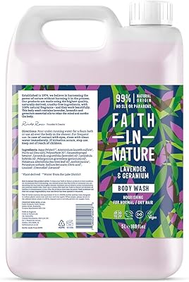 Faith in nature nettoyant pour le corps naturel à la lavande et au géranium. DIAYTAR COTE D'IVOIRE, boutique en ligne généraliste avec plus de 300000 références, est la destination idéale pour tous vos besoins en ligne. Avec une large gamme de produits, vous trouverez tout ce dont vous avez besoin, du shopping au divertissement. C'est la boutique leader en Cote d'Ivoire.