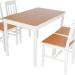 Ensemble table à manger : en pin et 4 chaises avec dossier