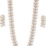 Parure de bijoux avec collier et boucles d'oreilles en perles plaquées or 18